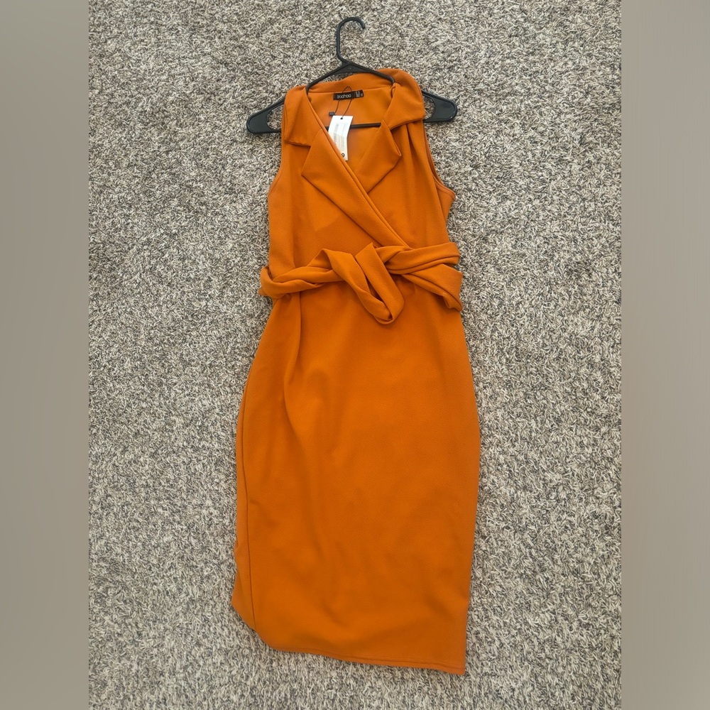 Boohoo burnt orange dress